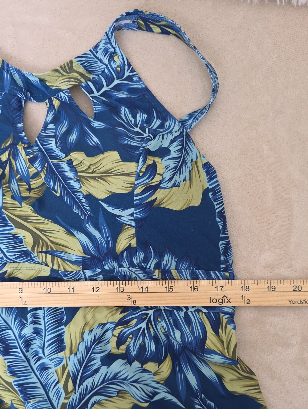 *Septangle Blue Tropical Leaf Tankini Swim Top Estimated Small - Picture 4 of 11